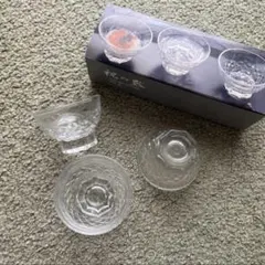 【最終価格】　新品未使用　昭和レトロ　祝の器　ガラスの器　3個セット　小鉢お猪口