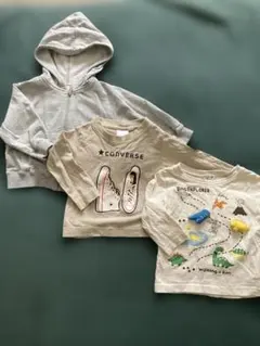 【まとめ売り】パーカーと長袖Tシャツ2枚セット 80cm