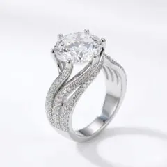 5CT モアサナイト リング シルバー925 オープンリング 指輪 大きい