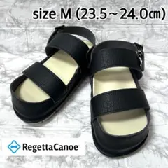【未使用品】RegettaCanoe レザーストラップサンダル ブラック M
