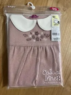 ベビー　ボディスーツ　襟付き 花柄刺繍 90サイズ