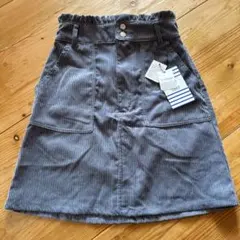 コーデュロイ グレー ひざ丈スカート