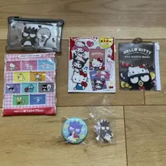 バッドバツ丸　刺繍缶バッジ　クリップ　ファスナーケース　フラットポーチ　サンリオ