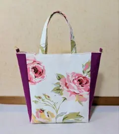 ハンドメイド　トートバッグ　ローラアシュレイ　クチュールローズ