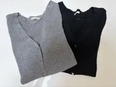 GU Ｖネックガーデ 黒グレー２枚セット