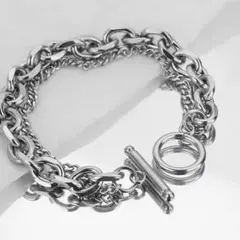 シルバー ステンレス チェーンブレスレット