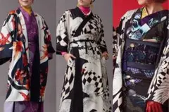 重宗玉緒 コラボ ワンピース 着物 鳩 冬 和装 和服 カジュアル 現代