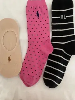 ポロラルフローレンのレディース用アンクルソックス3足セットにー23~24cm新品