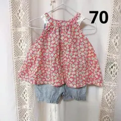 ラブ&ピース&マネー 綿100% グレー　ピンク　花柄　ミリカンパニーのサムネイル