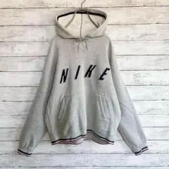 【激レア！】90's NIKE ナイキ パーカー L レトロ 前V 白タグ 刺繍