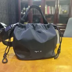 ショルダーバッグ ドローストリング agnès b. 黒
