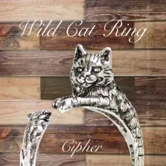 【SALE】ワイルドキャット　フリーサイズ　リング　猫　指輪　箱付