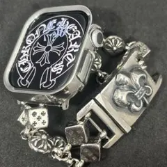 Apple Watch シルバーチェーン フレア S1/S2　メタルバンド 刻印