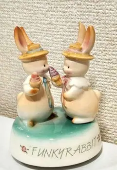 FUNKY RABBIT 　オルゴール♪星に願いを うさぎペア　ラビット陶器製