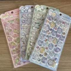 シマエナガ ウグイス　くま　ダイヤモンドポップシール 4枚セット　立体