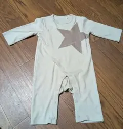 ベージュ 星プリント ロンパース 70〜80cm スタイ4枚セット