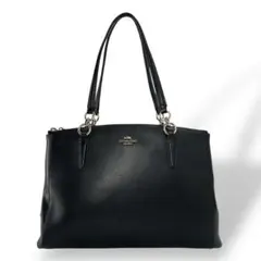 コーチ　クリスティ　トートバッグ　肩掛け可　ロゴ　A4収納可　レザー　黒　y2k