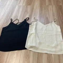 GU キャミソール 2枚セット ブラック アイボリー/ビスチェ