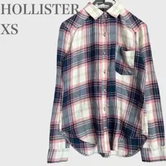 ★ホリスター 長袖チェック柄シャツ アメカジ カジュアル ピンク ネイビー XSのサムネイル