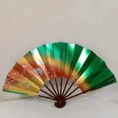 舞扇子 グリーン オレンジ ゴールド