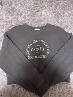 ダークグレースウェット長袖クロップド丈