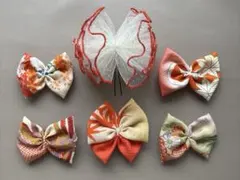 《536》七五三　髪飾り　ヘッドドレス　着物リメイク　オレンジ　アンティーク