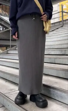 CIAOPANIC TYPY すっきりシルエットリブスカートダークグレー M