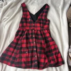 INGNI 赤チェック ミニワンピース Mサイズ ボタン・横ファスナー付き