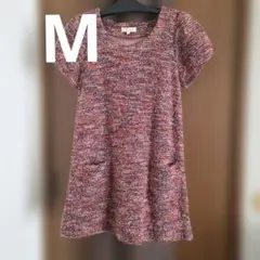 ニット半袖 Aライン ミニワンピース