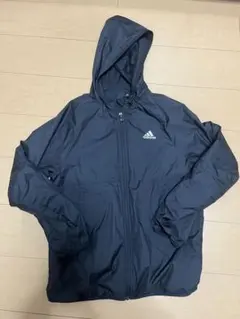 adidas フード付きナイロンジャケット S ネイビー