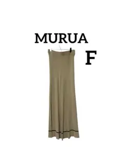 MURUA オリーブ色 ワイドパンツ 裾ライン付き Fサイズ