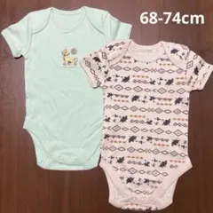 日本未発売 シンバ 半袖ロンパース ミント×ベージュ 68-74cm ※1点のみ