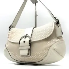 極美品 コーチ ソーホー ワンショルダーバッグ ミニシグネチャー 白 6808