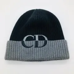 【極美品】DIOR ツートン刺繍 ビーニー ブラック&グレー Lのサムネイル