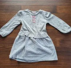 Pops Lemon 110cm グレー 長袖ワンピース