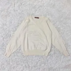 【美品✨】RENOWN Vネックニット　ホワイト　メンズウール100%薄手ニットのサムネイル