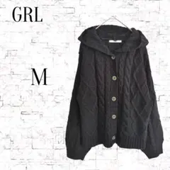 【グレイル】フード付き　ケーブルニット　カーディガン 　Mサイズ