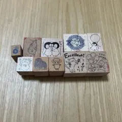【10個セット】先生スタンプ　まとめ売り　木製スタンプ　ジブリ　ペンギン　キキ