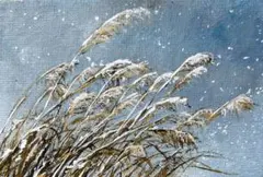 akiko様リクエスト　雪を迎えるススキ　アクリル画 小型