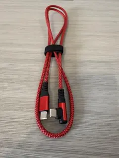 iPhone 充電ケーブル USB-C L字 1m PD急速充電 赤