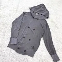 【希少デザイン】DIESEL ダブルボタン ニットパーカーフーディー グレー M