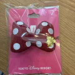 ミニーマウス　リボン　ヘアクリップ　ディズニーランドディズニーシー