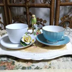 カップ＆ソーサー 2客セット 花柄 陶器