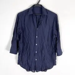 【UNITED ARROWS】ネイビー 七分袖 シャツ メンズ Lサイズ