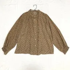 ✨未使用✨タグ付【ルティーク】ブラウス ドット柄 袖口ゴム フルボタン M