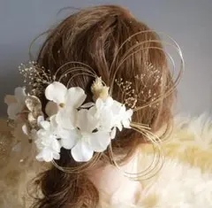ドライフラワー髪飾り【金箔・水引付き】 成人式　卒業式　結婚式