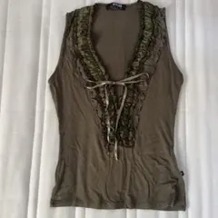 MORGAN de TOI フリル付きタンクトップ