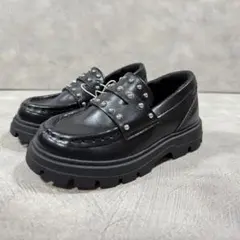【新品未使用】ZARA ブラック スタッズ付 ローファー 14.3センチ