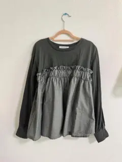 グリーンパークス　ショコラフィネローブ　フリル　カットソー