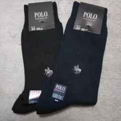 新品 Polo ソックス 24-26cm 2足セット ブラック ネイビー